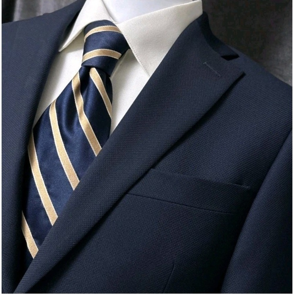 Hart Schaffner Marx HSM 1887 Blazer 44L Navy Wool Blazer Silver Jacket‎ Classic